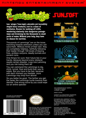 Lemmings (USA) box cover back